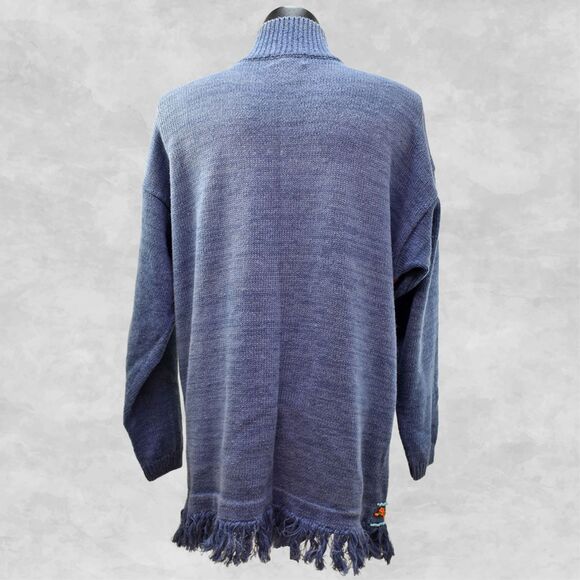 Victoria Jones Blue Beaded Arrow Fringed Pullover Sweater-Women's Size L - Picture 6 of 7